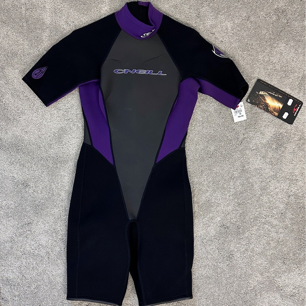 O'Neill Reactor 2/1 Spring Suit Wetsuit Women Size 10 Black Purple NEW